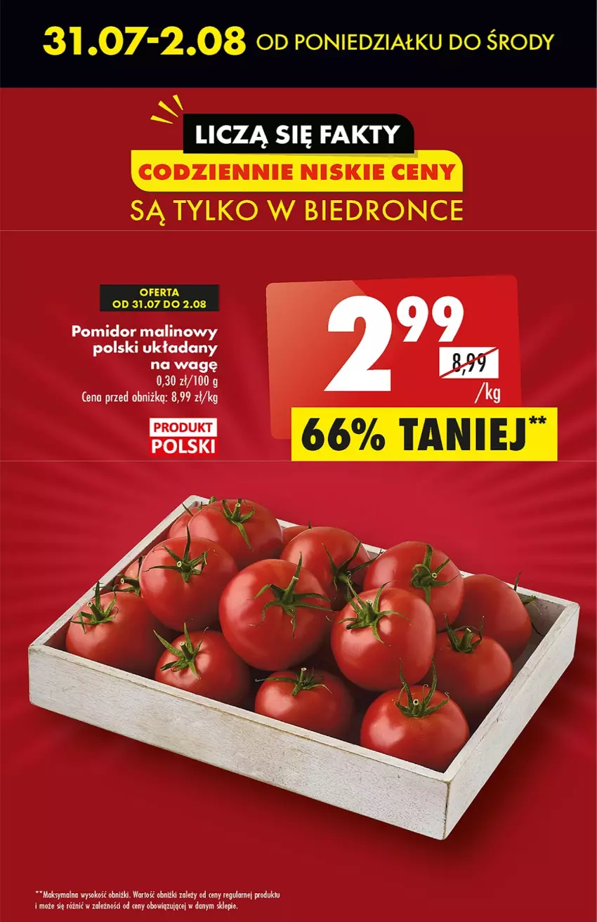 Gazetka promocyjna Biedronka - od Poniedziałku - ważna 07.08 do 12.08.2023 - strona 3 - produkty: Pomidor malinowy, Sok
