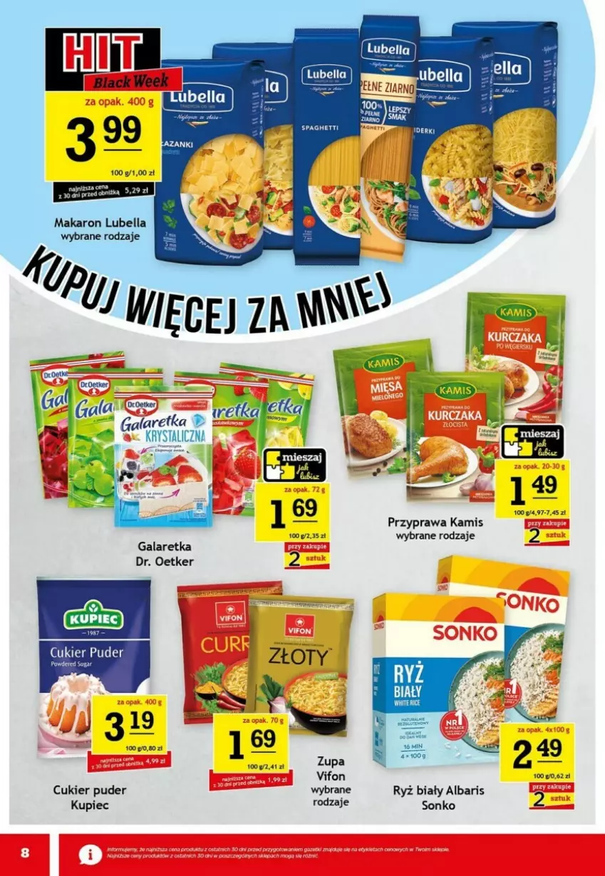 Gazetka promocyjna Gram market - ważna 27.11 do 03.12.2024 - strona 15 - produkty: Bell, Bella, Cukier, Cukier puder, Dr. Oetker, Fa, Gala, Galaretka, Kamis, Kupiec, Lubella, Makaron, Piec, Puder, Ryż, Ryż biały, Sonko, Zupa