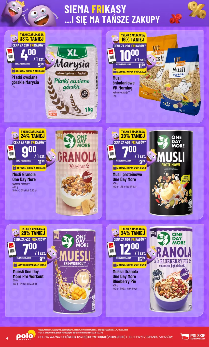 Gazetka promocyjna PoloMarket - Katalog Frikasy - ważna 23.09 do 29.09.2026 - strona 4 - produkty: Chrupki, Danio, Gra, Granola, Groch, Mus, Orzeszki, Orzeszki ziemne, Płatki owsiane