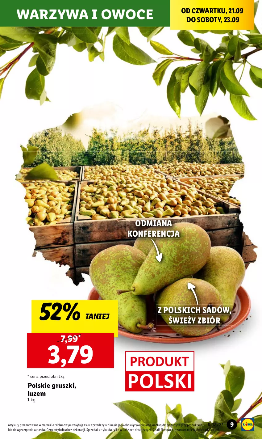 Gazetka promocyjna Lidl - GAZETKA - ważna 21.09 do 23.09.2023 - strona 19 - produkty: Gruszki, Owoce, Warzywa, Warzywa i owoce