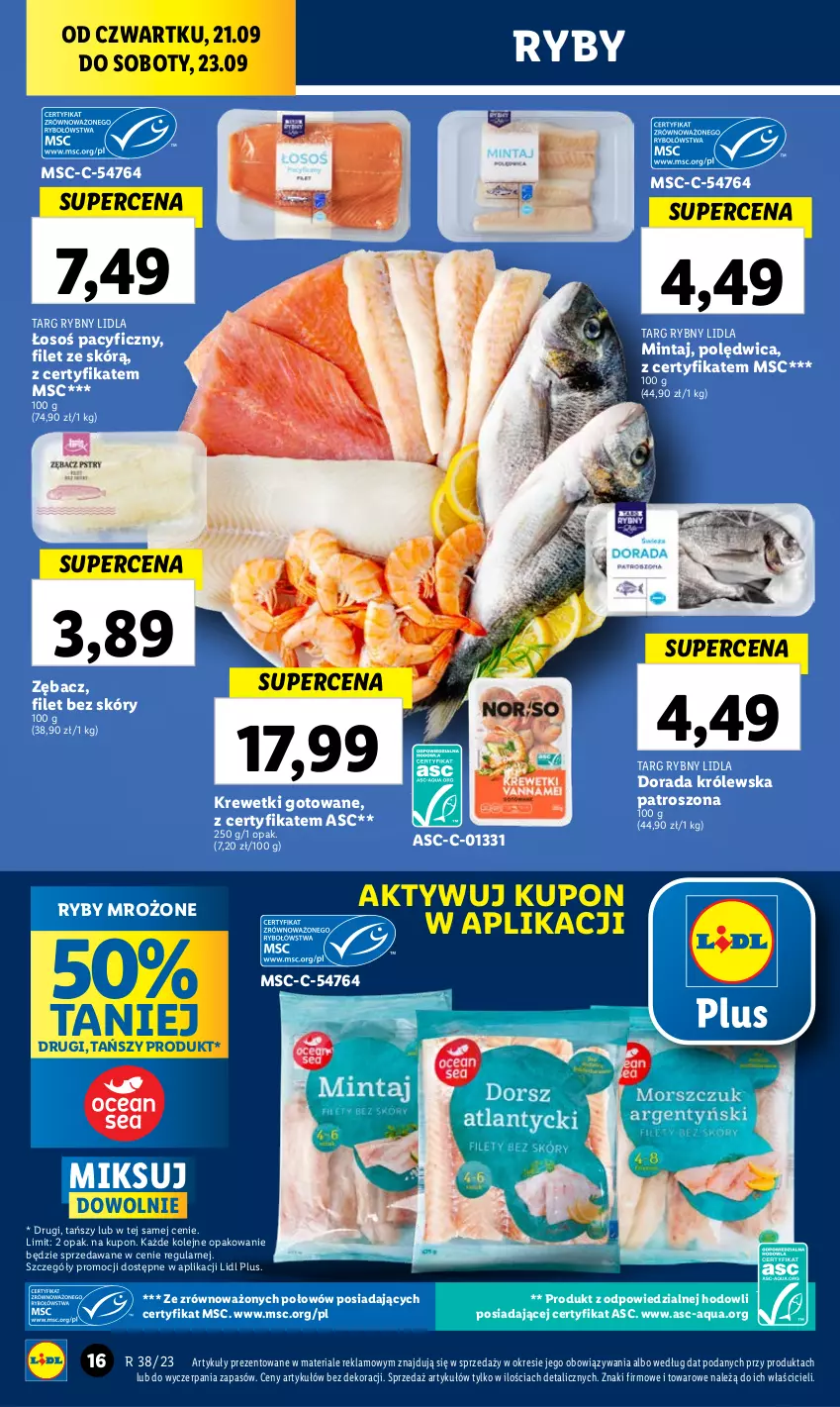 Gazetka promocyjna Lidl - GAZETKA - ważna 21.09 do 23.09.2023 - strona 26 - produkty: Krewetki, Mintaj, Olej, Polędwica