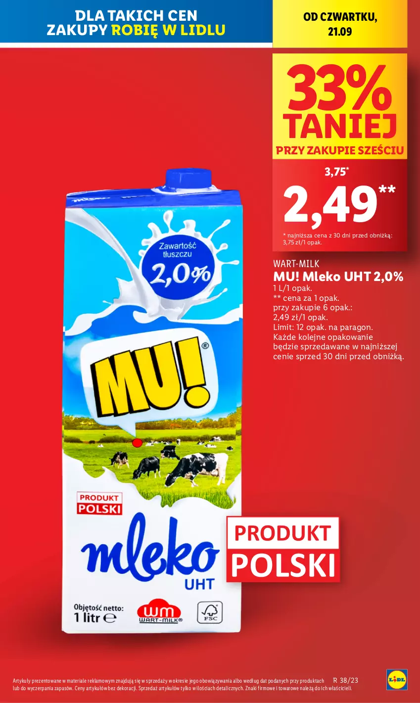 Gazetka promocyjna Lidl - GAZETKA - ważna 21.09 do 23.09.2023 - strona 7 - produkty: Mleko, Olej