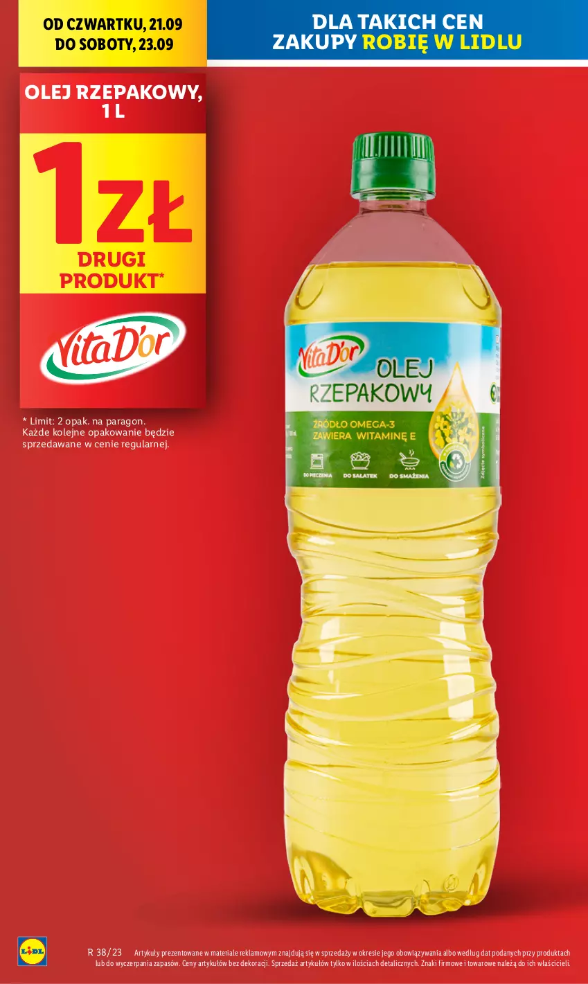 Gazetka promocyjna Lidl - GAZETKA - ważna 21.09 do 23.09.2023 - strona 8 - produkty: Olej, Olej rzepakowy