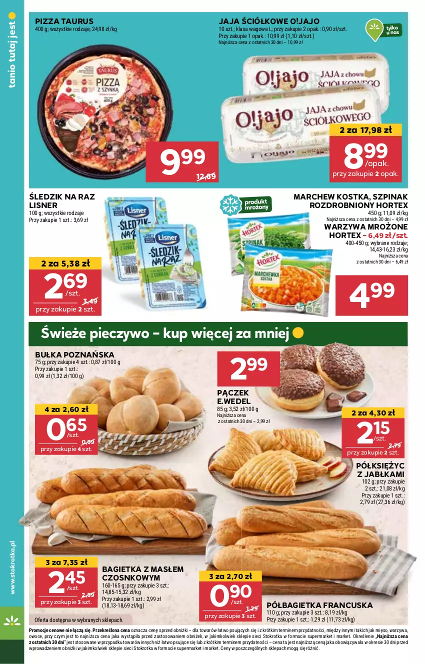 Gazetka promocyjna Stokrotka - Market - ważna 30.01 do 05.02.2025 - strona 10 - produkty: Bagietka, Bułka, Hortex, Jabłka, Jaja, Lisner, Mięso, Owoce, Pączek, Piec, Pieczywo, Pizza, Półbagietka, Szpinak, Warzywa