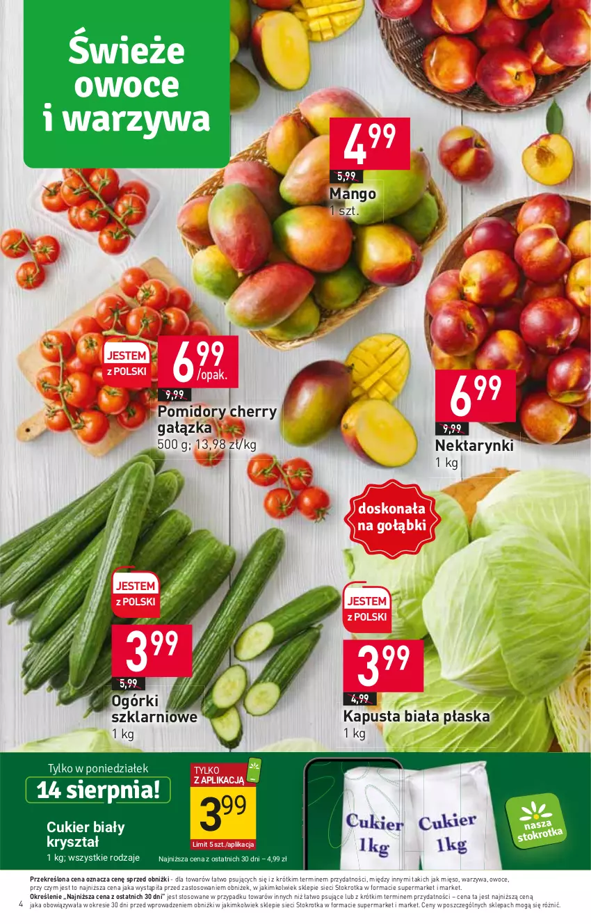 Gazetka promocyjna Stokrotka - Market - ważna 10.08 do 16.08.2023 - strona 4 - produkty: Mango, Mięso, Nektar, Owoce, Pomidory, Warzywa