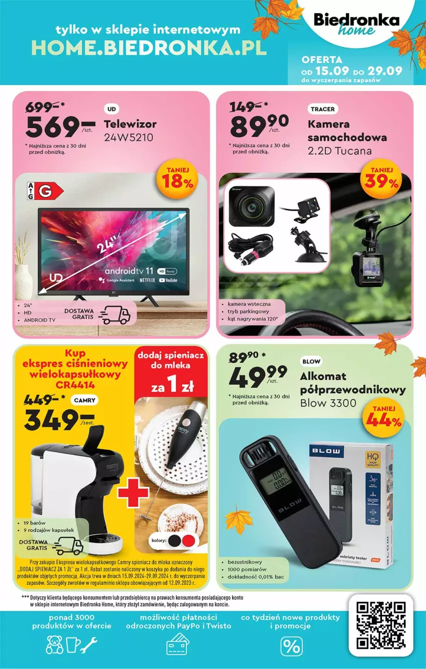 Gazetka promocyjna Biedronka - ważna 16.09 do 28.09.2024 - strona 35 - produkty: Acer, Alkomat, Android TV, Gra, Gry, Kamera, Kosz, Okap, Przewodnik, Telewizor, Ustnik