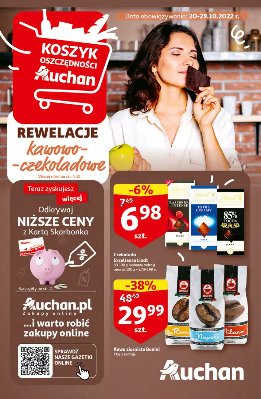 Gazetka promocyjna Auchan - Gazetka Koszyk Oszczędności Auchan Hipermarkety - ważna 19.10 do 29.10.2022 - strona 1 - produkty: Czekolada, Fa, Tera