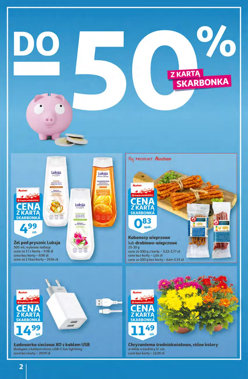 Gazetka promocyjna Auchan - Gazetka Koszyk Oszczędności Auchan Hipermarkety - ważna 19.10 do 29.10.2022 - strona 2 - produkty: Chryzantema, Kabanos, Luksja, Warka