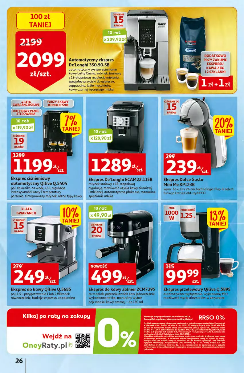 Gazetka promocyjna Auchan - Gazetka Koszyk Oszczędności Auchan Hipermarkety - ważna 19.10 do 29.10.2022 - strona 26 - produkty: Cappuccino, Chia, Dolce Gusto, Ekspres przelewowy, Kawa, Lanki, Manta, Młynek, Rama, Top, Zelmer