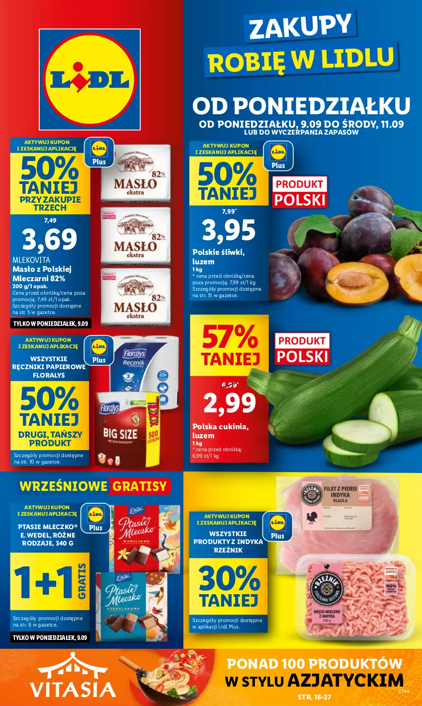 Gazetka promocyjna Lidl - GAZETKA - ważna 09.09 do 11.09.2024 - strona 1 - produkty: E. Wedel, Flora, Gra, Masło, Mleczko, Mleko, Mlekovita, Papier, Ptasie mleczko, Ręcznik, Ręczniki papierowe