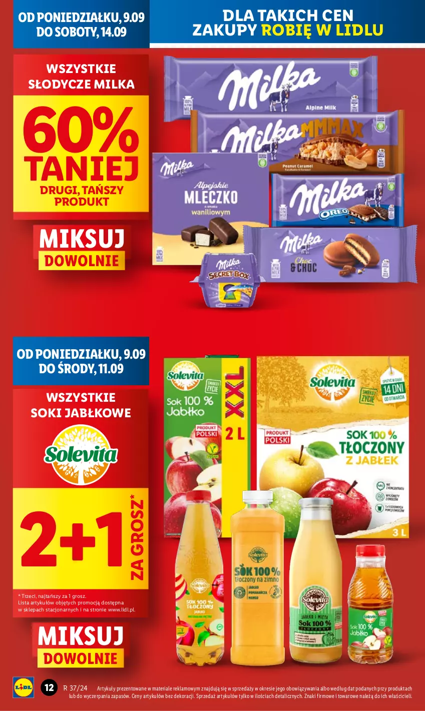 Gazetka promocyjna Lidl - GAZETKA - ważna 09.09 do 11.09.2024 - strona 14 - produkty: Milka, Sok