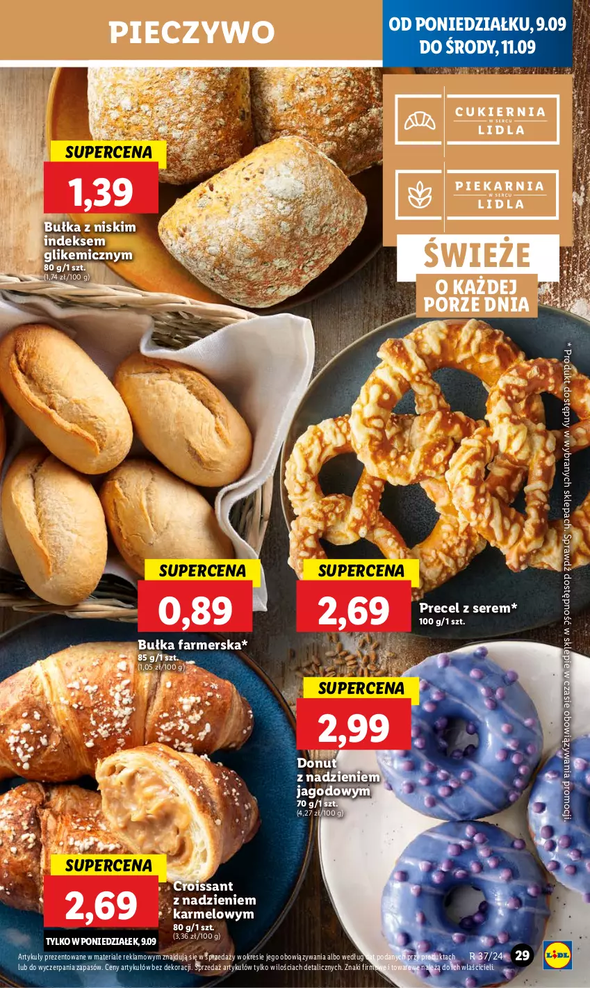 Gazetka promocyjna Lidl - GAZETKA - ważna 09.09 do 11.09.2024 - strona 31 - produkty: Bułka, Croissant, Donut, Fa, Piec, Pieczywo, Por, Ser