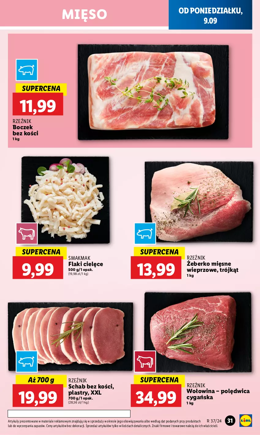 Gazetka promocyjna Lidl - GAZETKA - ważna 09.09 do 11.09.2024 - strona 33 - produkty: Boczek, Boczek bez kości, Flaki, Mięso, Polędwica, Schab bez kości, Wołowina