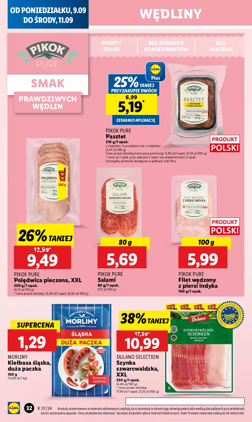 Gazetka promocyjna Lidl - GAZETKA - ważna 09.09 do 11.09.2024 - strona 34 - produkty: Dulano, Kiełbasa, Kiełbasa śląska, Kurczak, Morliny, Pasztet, Piec, PIKOK, Polędwica, Pur, Salami, Ser, Szynka