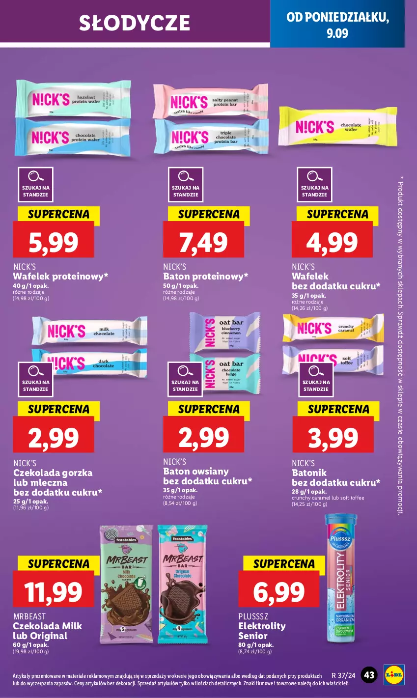 Gazetka promocyjna Lidl - GAZETKA - ważna 09.09 do 11.09.2024 - strona 47 - produkty: Baton, Czekolada, Czekolada gorzka, Gin, Tonik, Wafelek