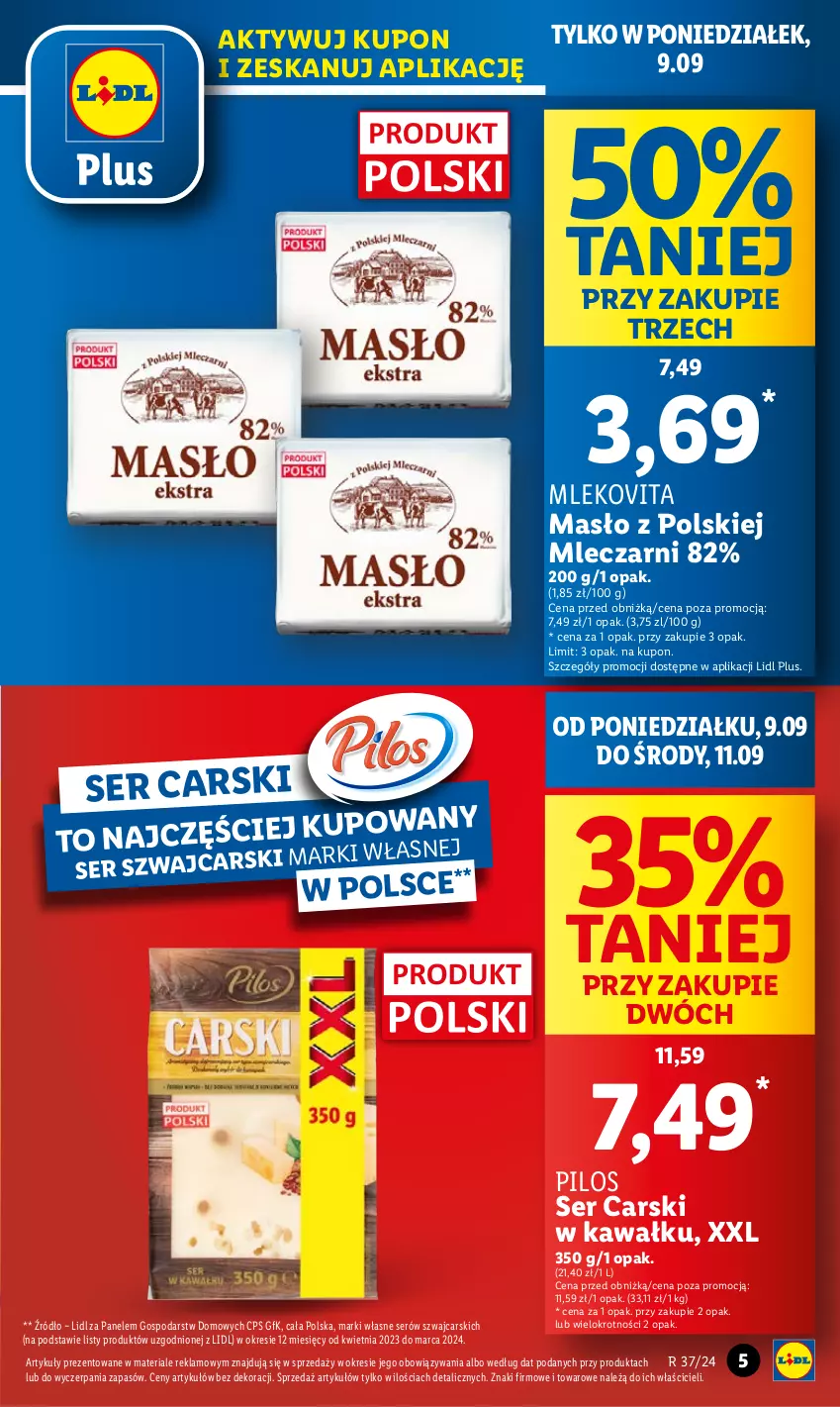 Gazetka promocyjna Lidl - GAZETKA - ważna 09.09 do 11.09.2024 - strona 5 - produkty: Cars, Kawa, Masło, Mleko, Mlekovita, Pilos, Ser