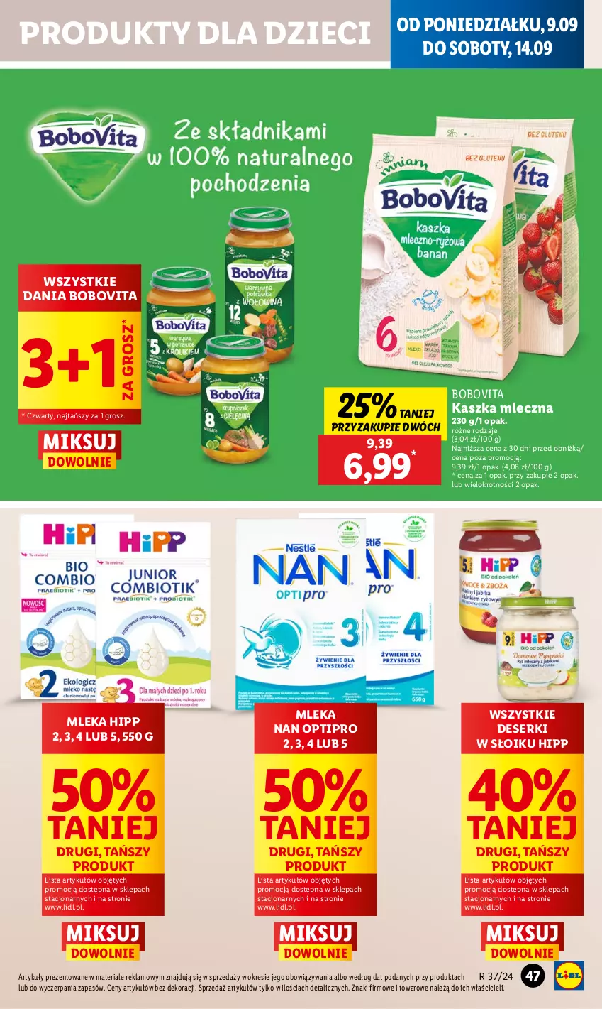 Gazetka promocyjna Lidl - GAZETKA - ważna 09.09 do 11.09.2024 - strona 51 - produkty: BoboVita, Deser, Dzieci, HiPP, NAN Optipro, Ser