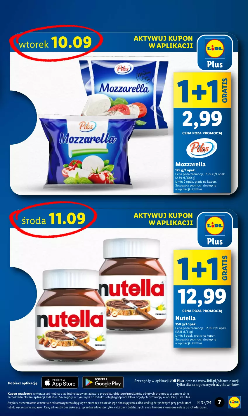 Gazetka promocyjna Lidl - GAZETKA - ważna 09.09 do 11.09.2024 - strona 7 - produkty: Gra, Mozzarella, Nutella