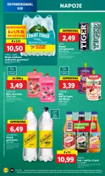 Gazetka promocyjna Lidl - GAZETKA - Gazetka - ważna od 11.09 do 11.09.2024 - strona 42 - produkty: Sok, Por, Mus, Napój energetyczny, Napoje, LANA, Sok jabłkowy, Tiger, Schweppes, Napój gazowany, Tymbark, Woda, Napój, Nektar, Hortex