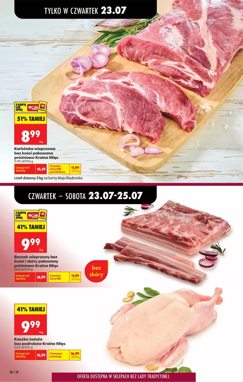 Gazetka promocyjna Biedronka - Od Czwartku - ważna 23.07 do 29.07.2026 - strona 26 - produkty: Boczek, Boczek wieprzowy, Kaczka, Karkówka wieprzowa