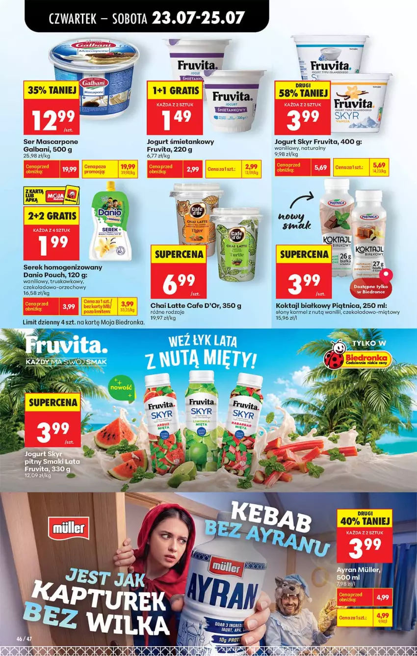 Gazetka promocyjna Biedronka - Od Czwartku - ważna 23.07 do 29.07.2026 - strona 46 - produkty: Danio, Galbani, Gra, Jogurt, Mascarpone, Piątnica, Ser, Serek, Serek homogenizowany