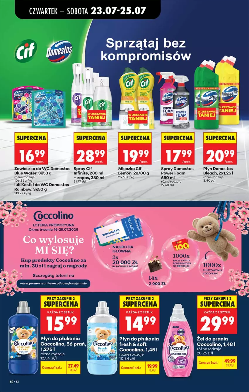Gazetka promocyjna Biedronka - Od Czwartku - ważna 23.07 do 29.07.2026 - strona 60 - produkty: Cif, Coccolino, Domestos, Gra, Mleczko, Płyn do płukania, Zawieszka do wc