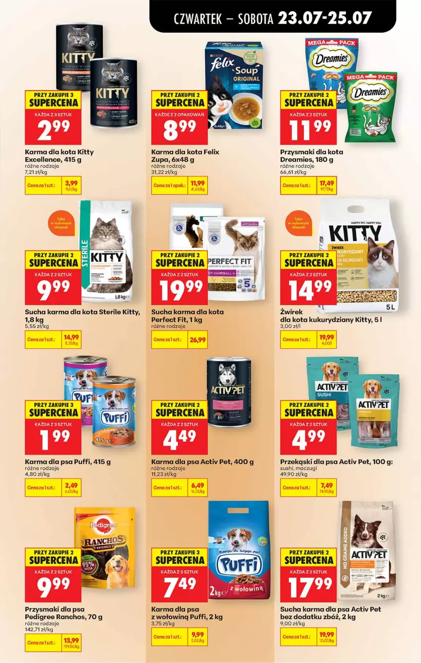 Gazetka promocyjna Biedronka - Od Czwartku - ważna 23.07 do 29.07.2026 - strona 63 - produkty: Felix, Pedigree, Przekąski dla psa, Przysmaki, Puf, Sucha karma, Sushi, Zupa