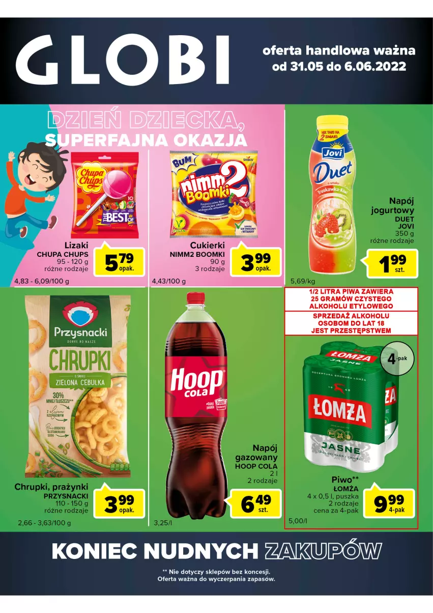 Gazetka promocyjna Carrefour - Gazetka Globi - ważna 31.05 do 06.06.2022 - strona 1 - produkty: Chupa Chups, Cukier, Cukierki, Gra, Lizaki, Nimm2, O nas, Piwa, Przysnacki