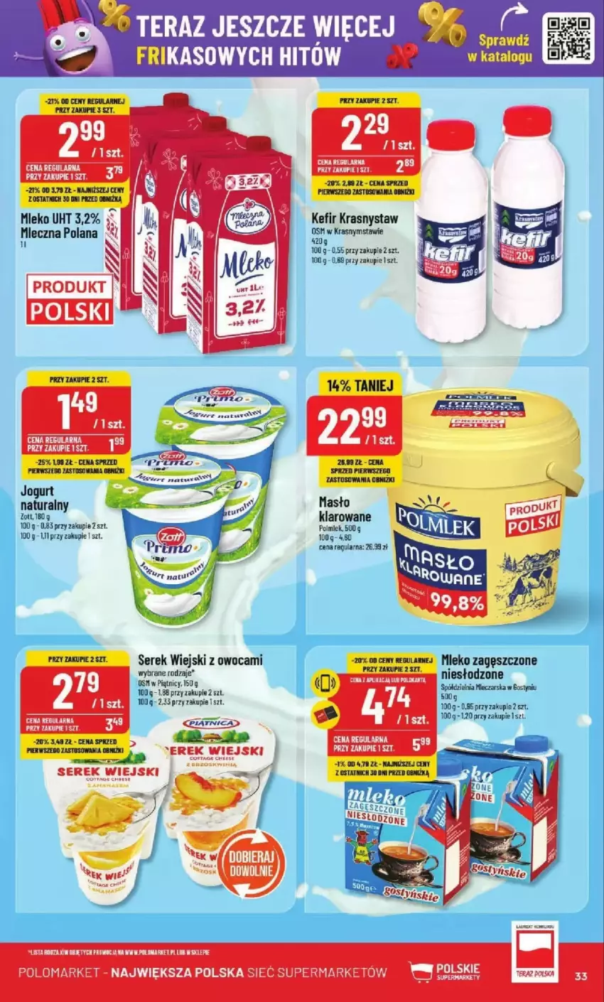 Gazetka promocyjna PoloMarket - ważna 26.02 do 04.03.2025 - strona 27 - produkty: Fa, Jogurt, Kefir, LANA, Mleko, Mleko zagęszczone, Polmiek, Ser, Serek, Serek wiejski, Tera, Zott