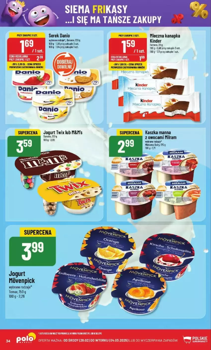 Gazetka promocyjna PoloMarket - ważna 26.02 do 04.03.2025 - strona 28 - produkty: Danio, Danone, Jogurt, Mleczna kanapka, Ser, Serek, Twix