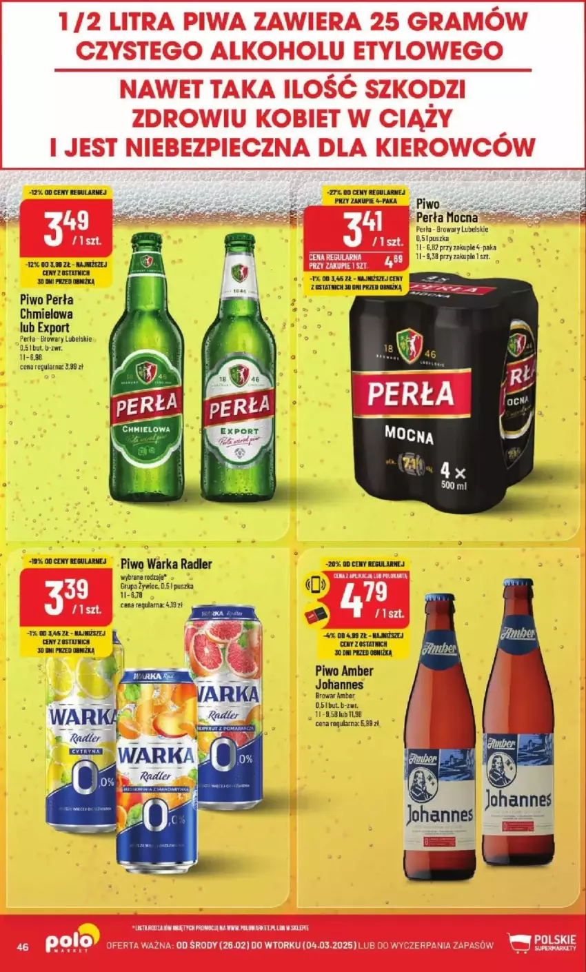 Gazetka promocyjna PoloMarket - ważna 26.02 do 04.03.2025 - strona 41 - produkty: Gra, Perła, Piec, Piwa, Piwo, Por, Radler, Warka