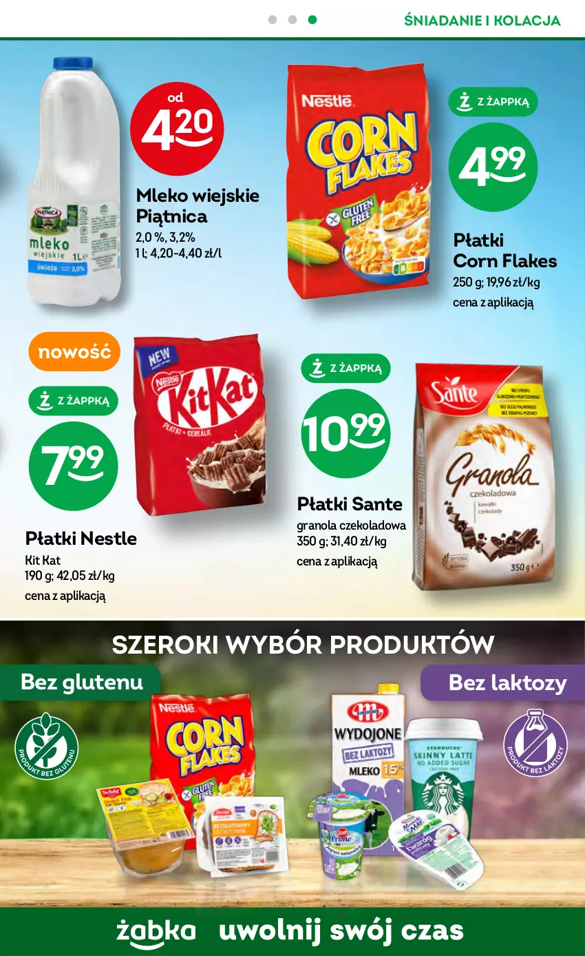 Gazetka promocyjna Żabka - ważna 13.09 do 26.09.2023 - strona 34 - produkty: Corn flakes, Gra, Granola, Kit Kat, Mleko, Piątnica, Sante