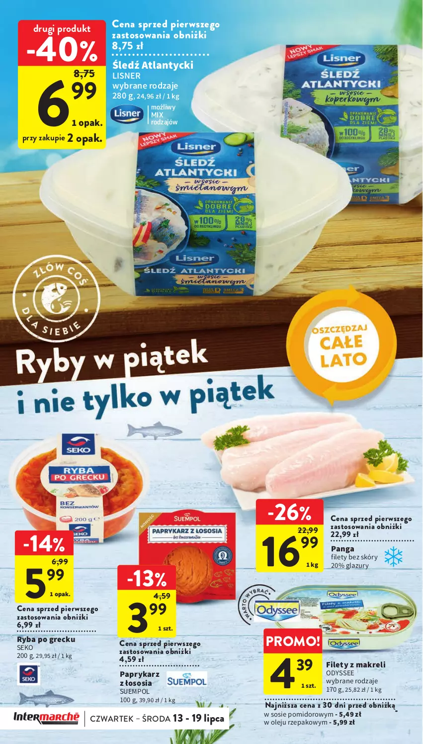 Gazetka promocyjna Intermarche - Gazetka Intermarche - ważna 13.07 do 19.07.2023 - strona 16 - produkty: Lazur, Lisner, Olej, Panga, Papryka, Paprykarz, Ryba, Ryba po grecku, SEKO, Sos, Suempol