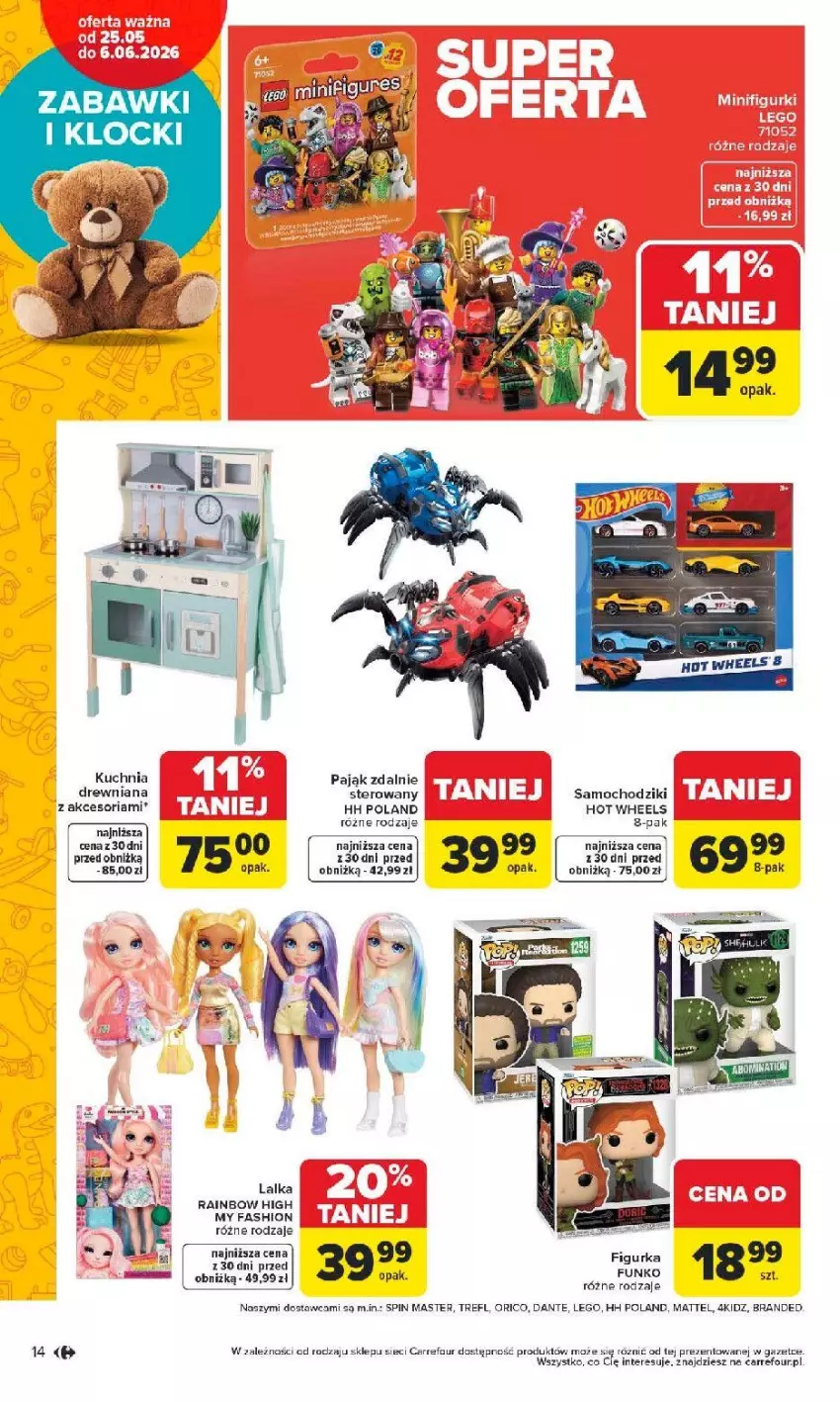 Gazetka promocyjna Carrefour - Gazetka Łap super okazje od poniedziałku! - ważna 25.05 do 06.06.2026 - strona 14 - produkty: Chodzik, Fa, Klocki, Kuchnia, Lalka, LEGO, Samochodziki, Sól