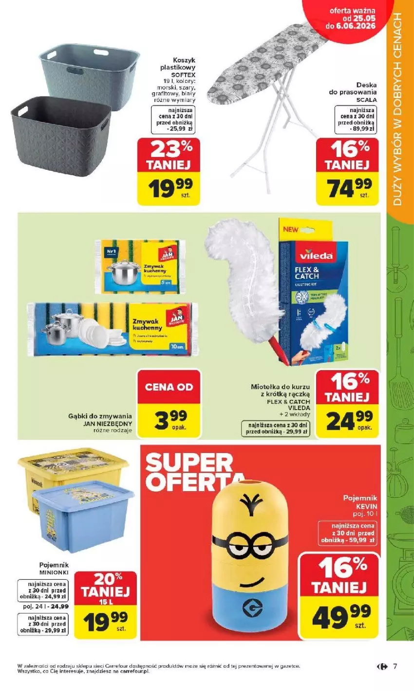 Gazetka promocyjna Carrefour - Gazetka Łap super okazje od poniedziałku! - ważna 25.05 do 06.06.2026 - strona 7 - produkty: Deska do prasowania, Fa, Gra, Jan Niezbędny, Kosz, Pojemnik, Vileda