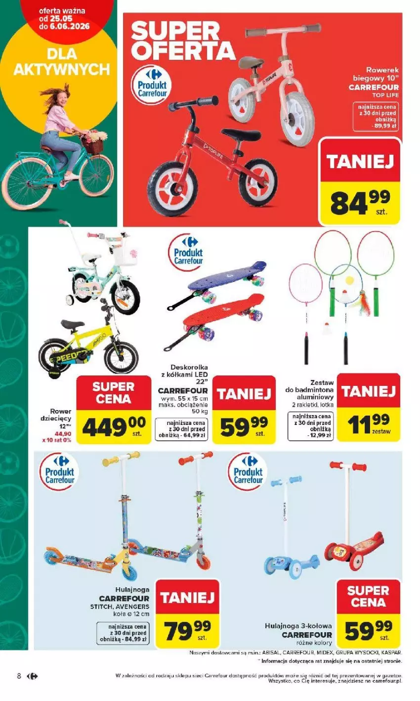 Gazetka promocyjna Carrefour - Gazetka Łap super okazje od poniedziałku! - ważna 25.05 do 06.06.2026 - strona 8 - produkty: Deskorolka, Hulajnoga, Rower