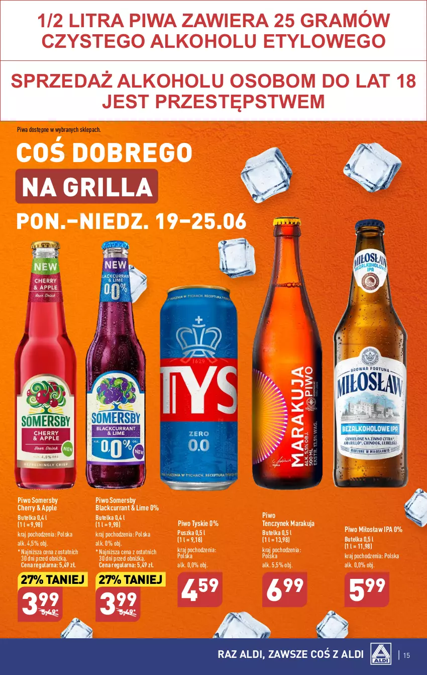 Gazetka promocyjna Aldi - Pełen katalog od 19.06 - ważna 19.06 do 25.06.2023 - strona 15 - produkty: Gra, Grill, Lack, Piwa, Piwo, Somersby, Tyskie