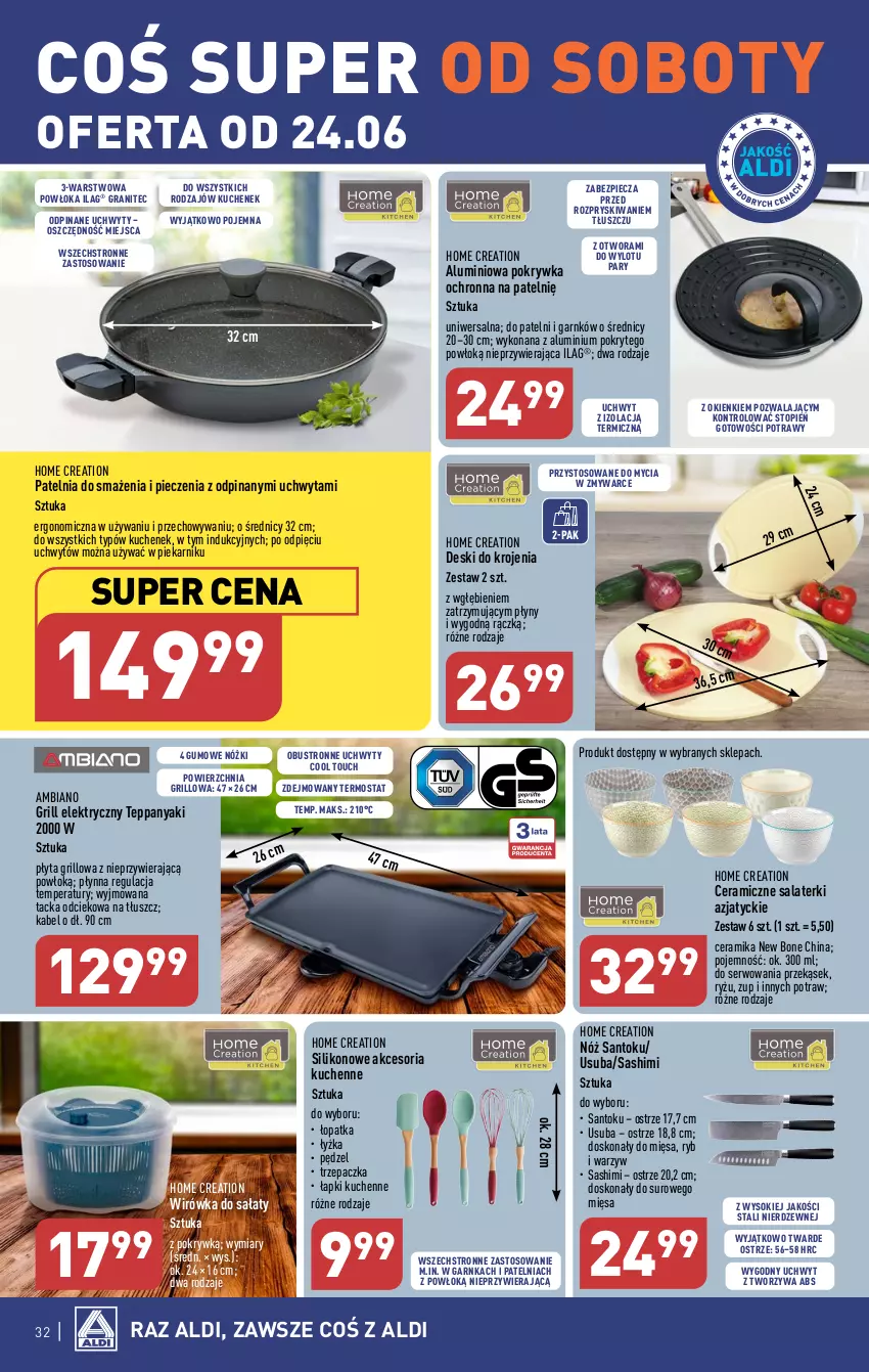 Gazetka promocyjna Aldi - Pełen katalog od 19.06 - ważna 19.06 do 25.06.2023 - strona 32 - produkty: Gra, Grill, Patelnia, Piec, Piekarnik, Płyta, Ryż, Sałat, Ser, Sok, Termos, Top, Trzepaczka, Uchwyty