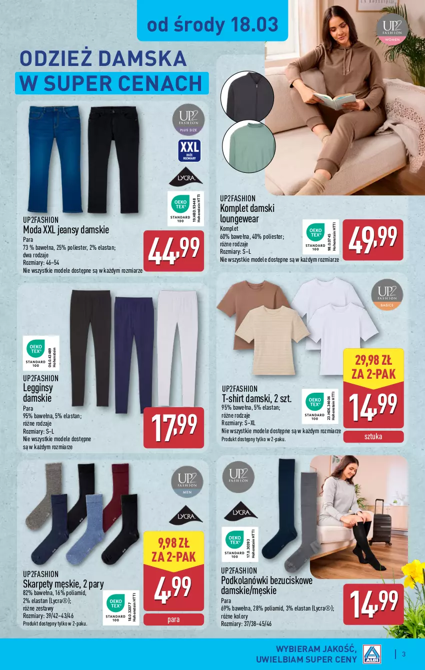 Gazetka promocyjna Aldi - Artykuły przemysłowe i tekstylia - ważna 18.03 do 21.03.2026 - strona 3 - produkty: Fa, Gin, Karp, Legginsy, Moda, T-shirt, Wełna