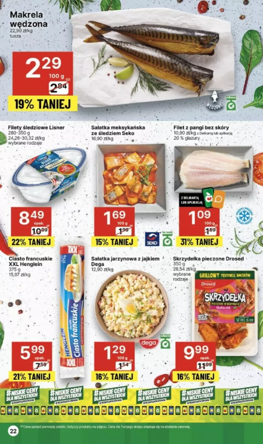 Gazetka promocyjna Delikatesy Centrum - ważna 02.05 do 08.05.2024 - strona 15 - produkty: Ciasto francuskie, Filet z pangi, Lazur, Lisner, Piec, Sałat, Sałatka, SEKO, Tusz