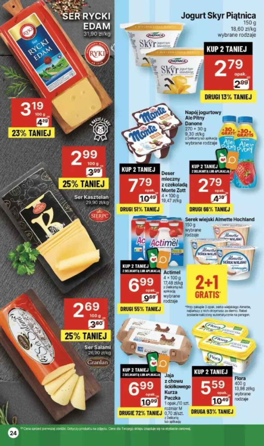 Gazetka promocyjna Delikatesy Centrum - ważna 02.05 do 08.05.2024 - strona 17 - produkty: Almette, Hochland, Jogurt, Miecz, Piątnica, Salami, Ser, Ser salami, Serek, Serek wiejski