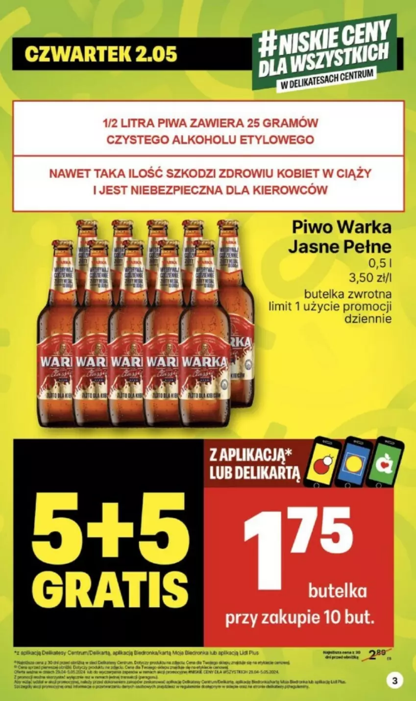 Gazetka promocyjna Delikatesy Centrum - ważna 02.05 do 08.05.2024 - strona 22 - produkty: Gra, Piec, Piwa, Piwo, Warka