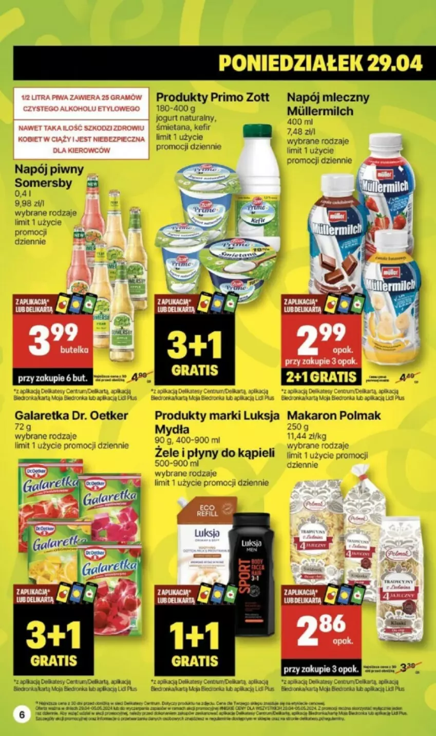 Gazetka promocyjna Delikatesy Centrum - ważna 02.05 do 08.05.2024 - strona 25 - produkty: Dr. Oetker, Gala, Galaretka, Jogurt, Jogurt naturalny, Kefir, Luksja, Makaron, Napój, Napój mleczny, Olma, Rum, Sok, Somersby, Zott