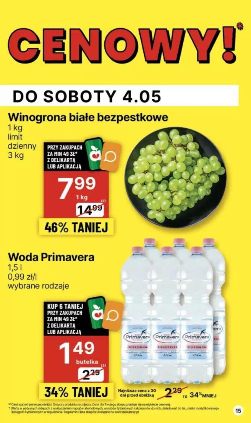 Gazetka promocyjna Delikatesy Centrum - ważna 02.05 do 08.05.2024 - strona 7 - produkty: Prima, Primavera, Sos, Wino, Winogrona, Woda