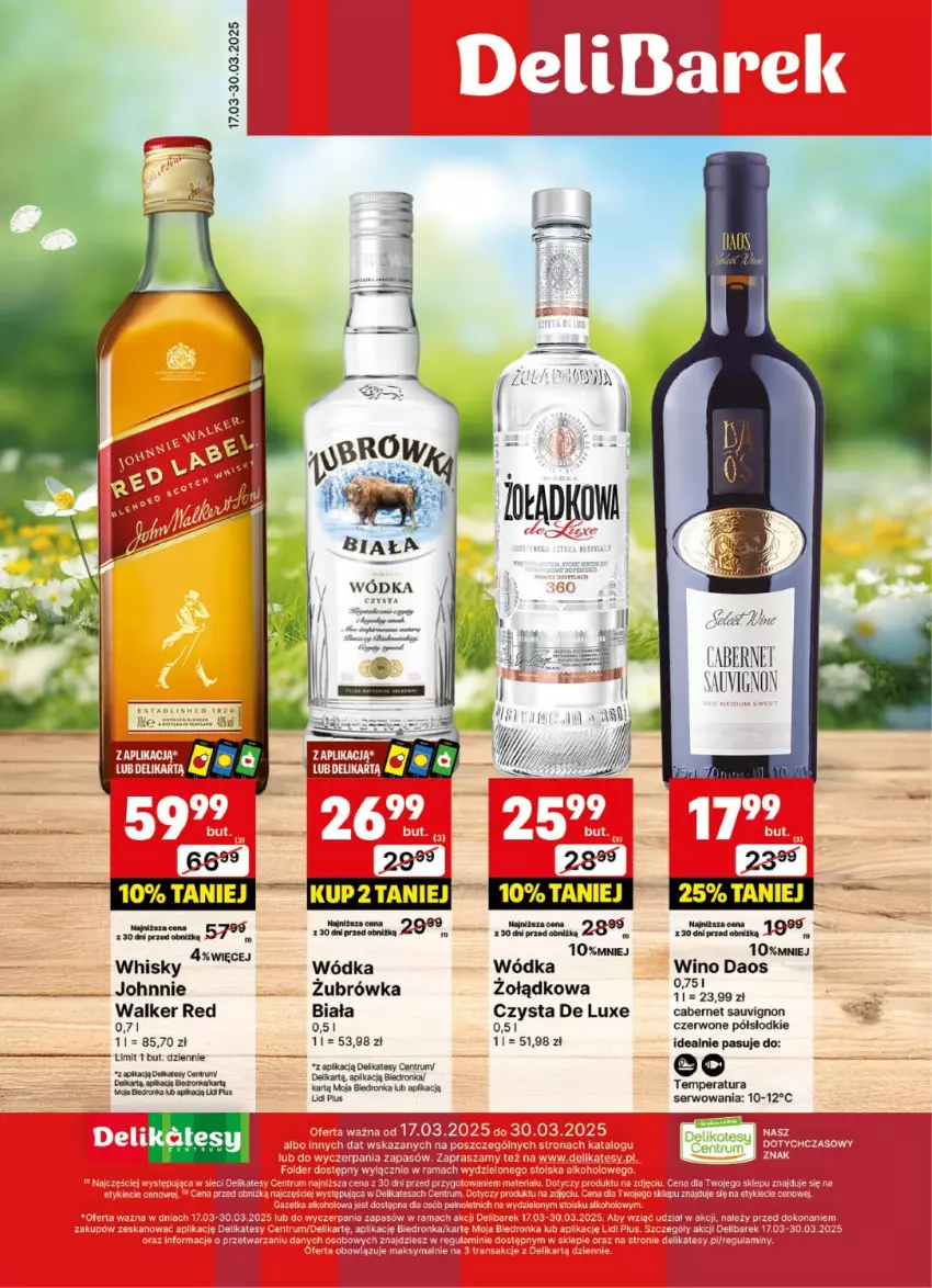 Gazetka promocyjna Delikatesy Centrum - DeliBarek DC12-DC13 - ważna 17.03 do 30.03.2025 - strona 1 - produkty: Cabernet Sauvignon, Ser, Whisky, Wino, Wódka