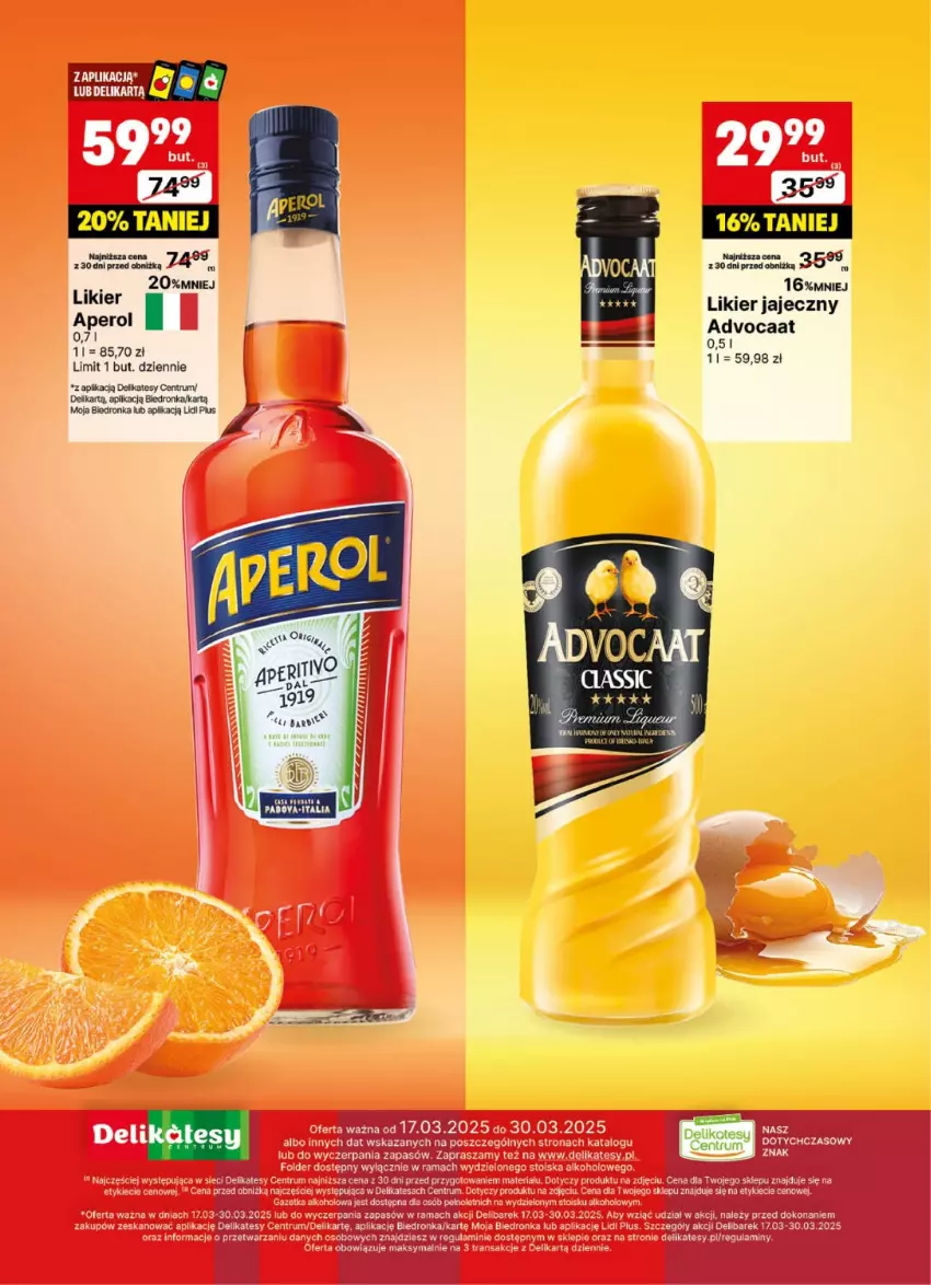 Gazetka promocyjna Delikatesy Centrum - DeliBarek DC12-DC13 - ważna 17.03 do 30.03.2025 - strona 20 - produkty: Advocaat, Aperol, Likier, Likier jajeczny, Rum