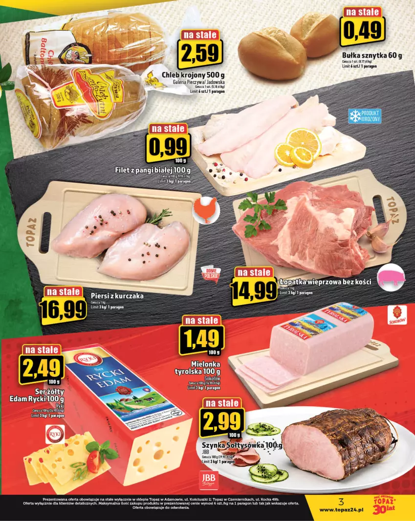 Gazetka promocyjna Topaz - Gazetka - ważna 23.11 do 29.11.2023 - strona 3 - produkty: Bułka, Chleb, Filet z pangi, Koc, Kurczak, Piec, Top