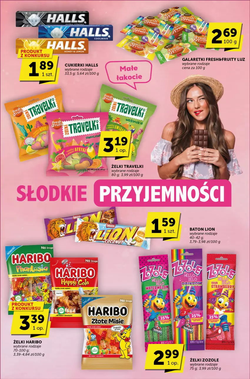 Gazetka promocyjna Groszek - ważna 29.06 do 11.07.2023 - strona 21 - produkty: Baton, Cukier, Cukierki, Gala, Galaretki, Halls, Haribo, Lion