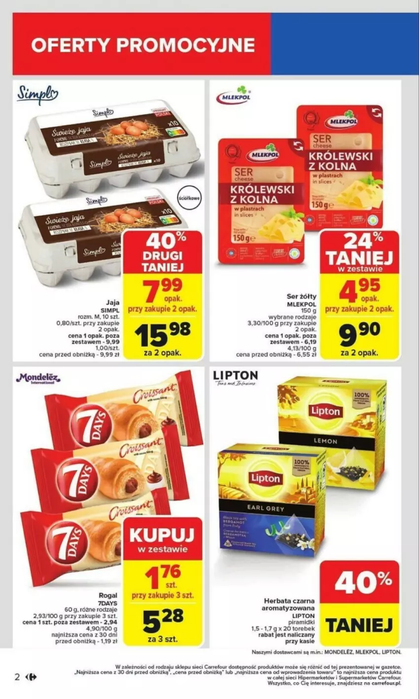 Gazetka promocyjna Carrefour - ważna 27.01 do 01.02.2025 - strona 12 - produkty: Fa, Herbata, Herbata czarna, Jaja, Lipton, Rogal, Ser