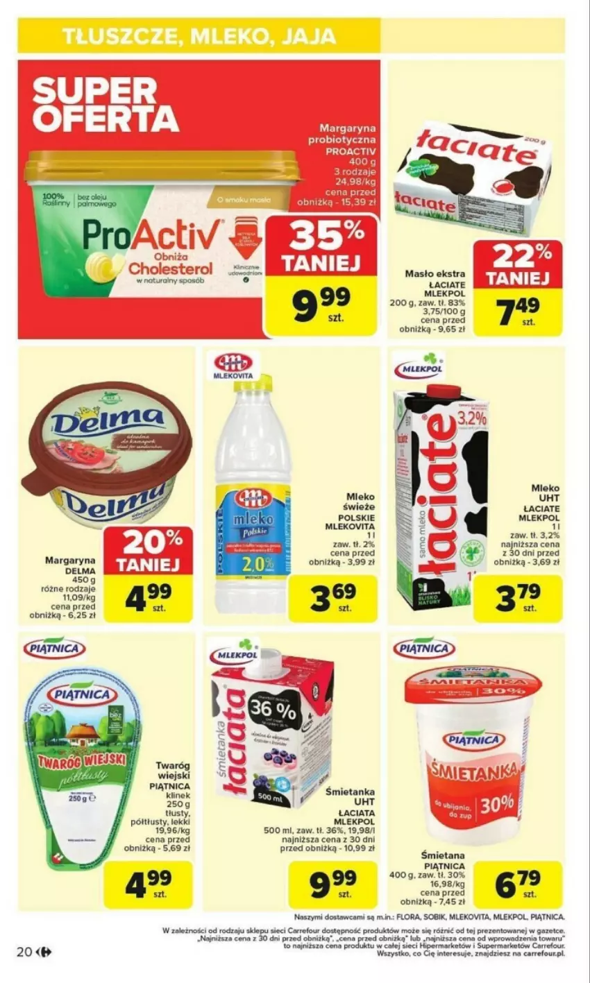 Gazetka promocyjna Carrefour - ważna 27.01 do 01.02.2025 - strona 13 - produkty: Delma, Fa, Flora, Margaryna, Masło, Mleko, Mlekovita, Piątnica, Twaróg